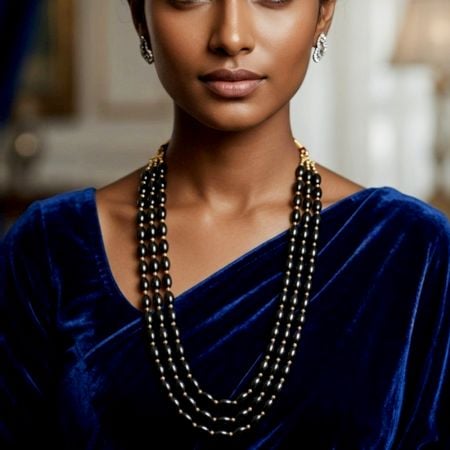 Handcrafted Smoky Glass Bead Layered Necklace